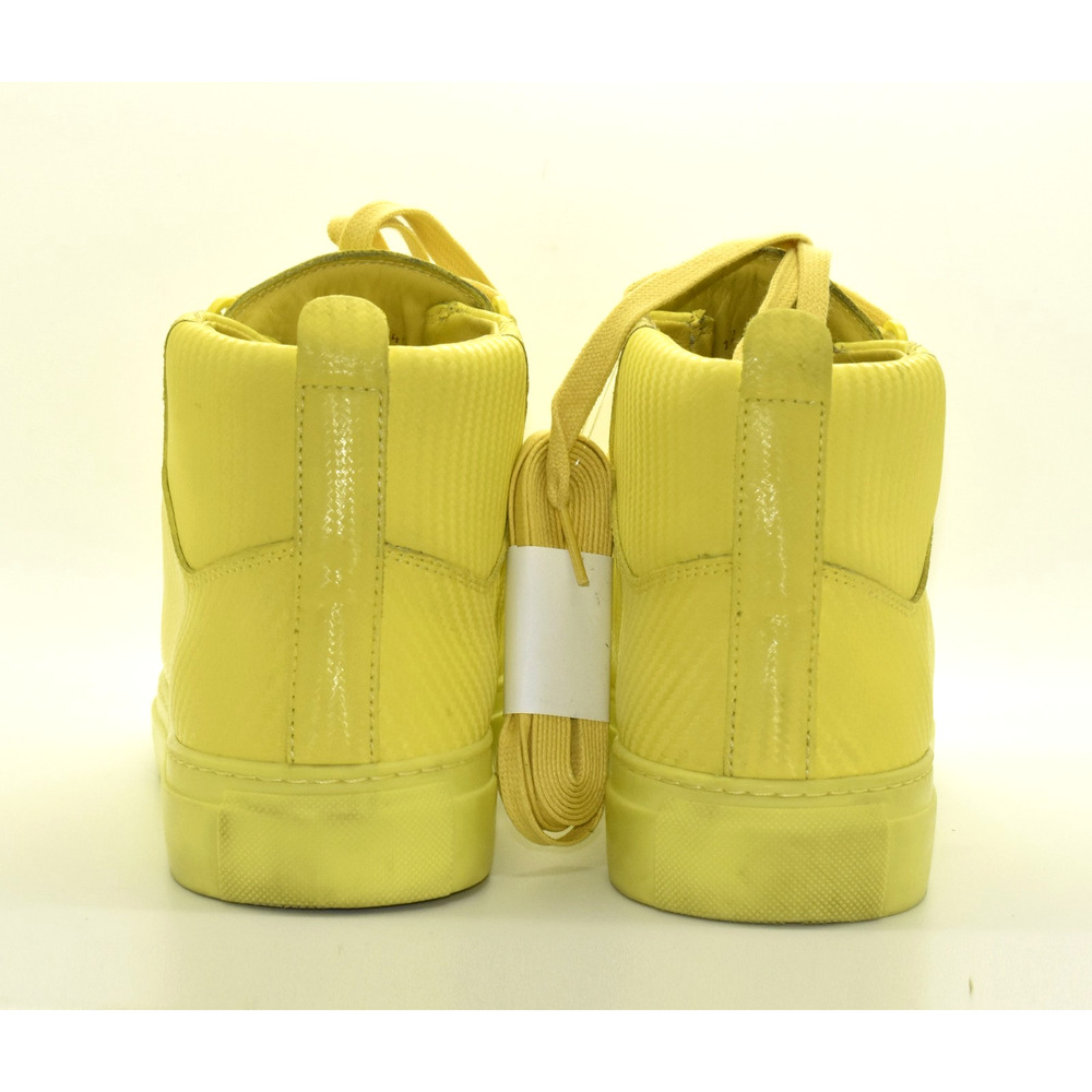 F5 Auth BALENCIAGA Arena Yellow Leather Hi Top Trainer Shoes 412381 Size 40 US 7 - Picture 5 of 9